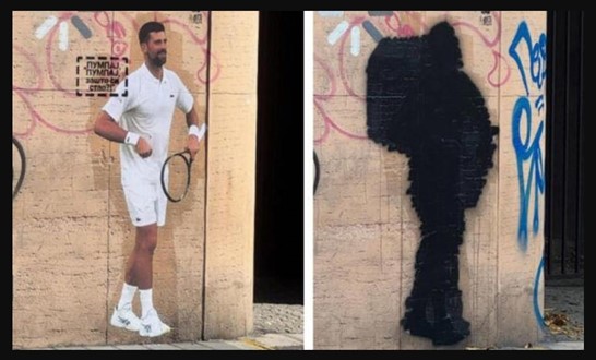 Vandalizan mural de Djokovic en Serbia Vandalizan mural de Djokovic en Serbia