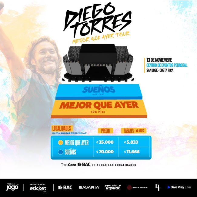 Costa Rica volverá a corear “Color Esperanza” junto a Diego Torres