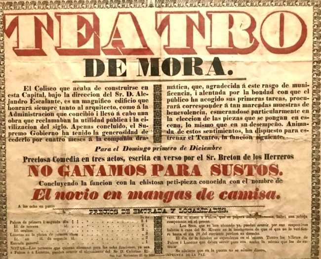 Publicación de la inauguración del Teatro de Mora. Fotografía: Dra. Ligia María Rosales Chacón