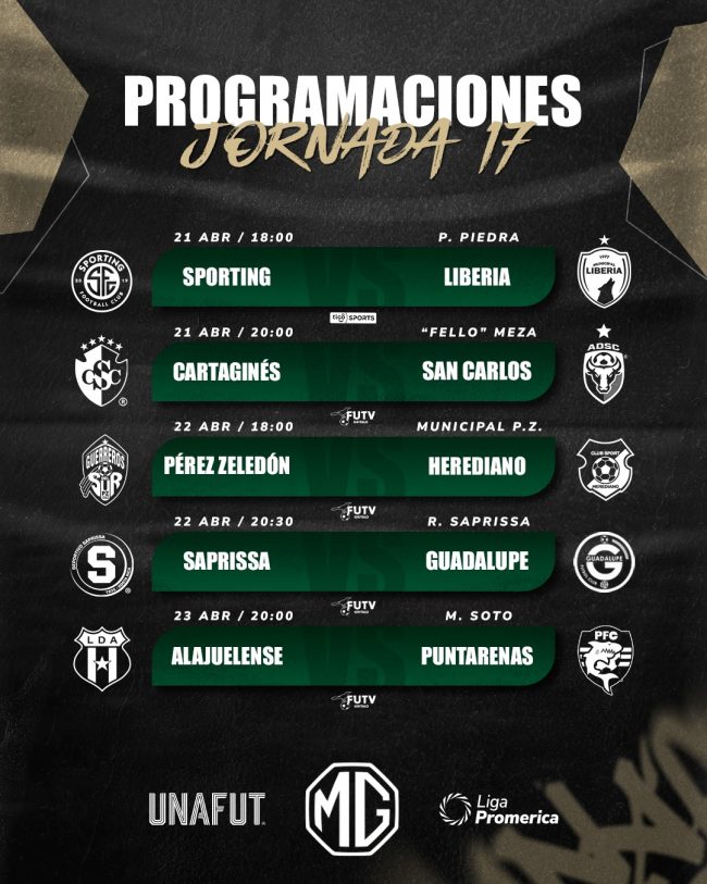 Calendario de Fecha 17 del Torneo de Clausura 2026. Foto: UNAFUT.
