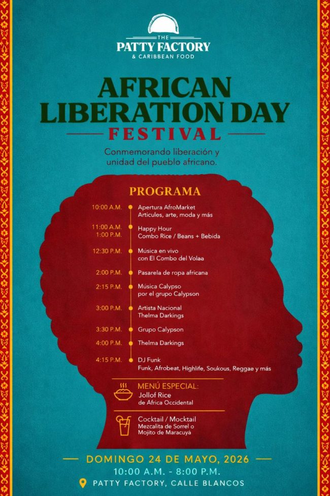 Cronograma del African Liberation Day Festival. Cortesía de Leticia Mason.