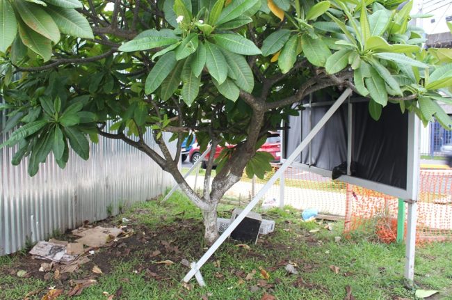 Sector del parque utilizado como punto de reunión de habitantes de calle
